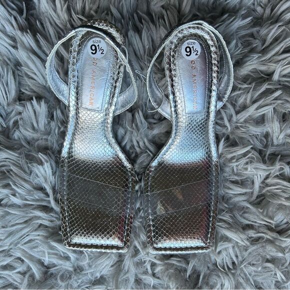 Good American silver square toe high heel sandals women's shoe size 9.5 - Picture 4 of 11